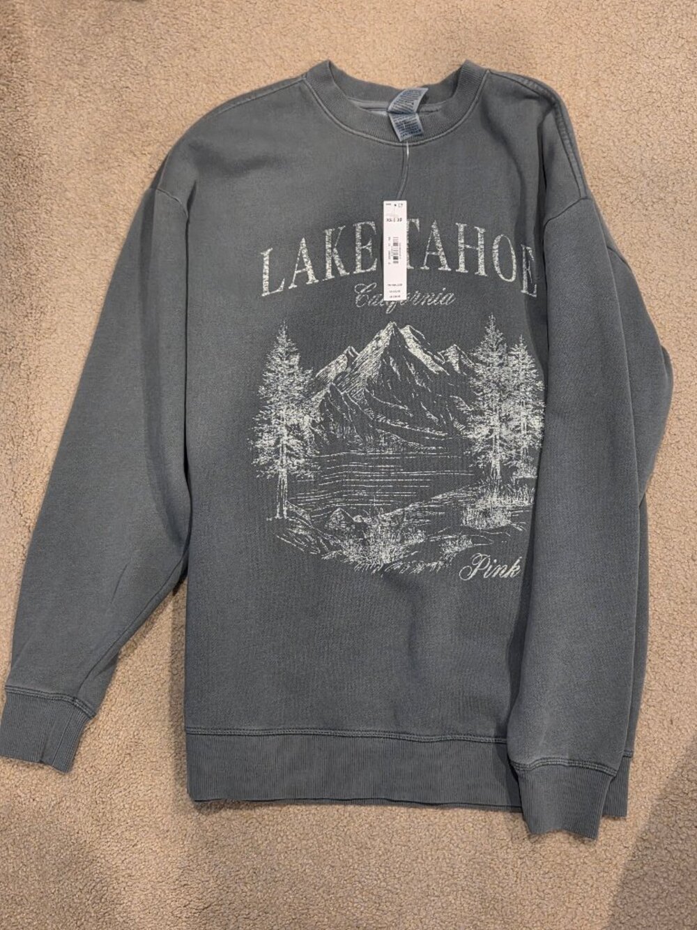 Victoria's Secret PINK NWT Lake Tahoe Green Oversized Sweatshirt Sweater S